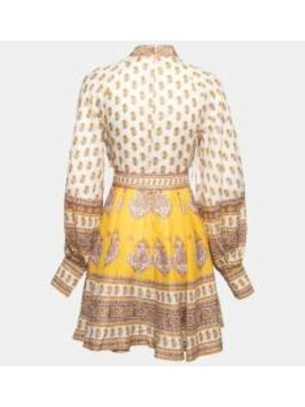 Zimmermann Bonita Buttoned Linen Mini Dress Mustard Paisley XS - Picture 10 of 13